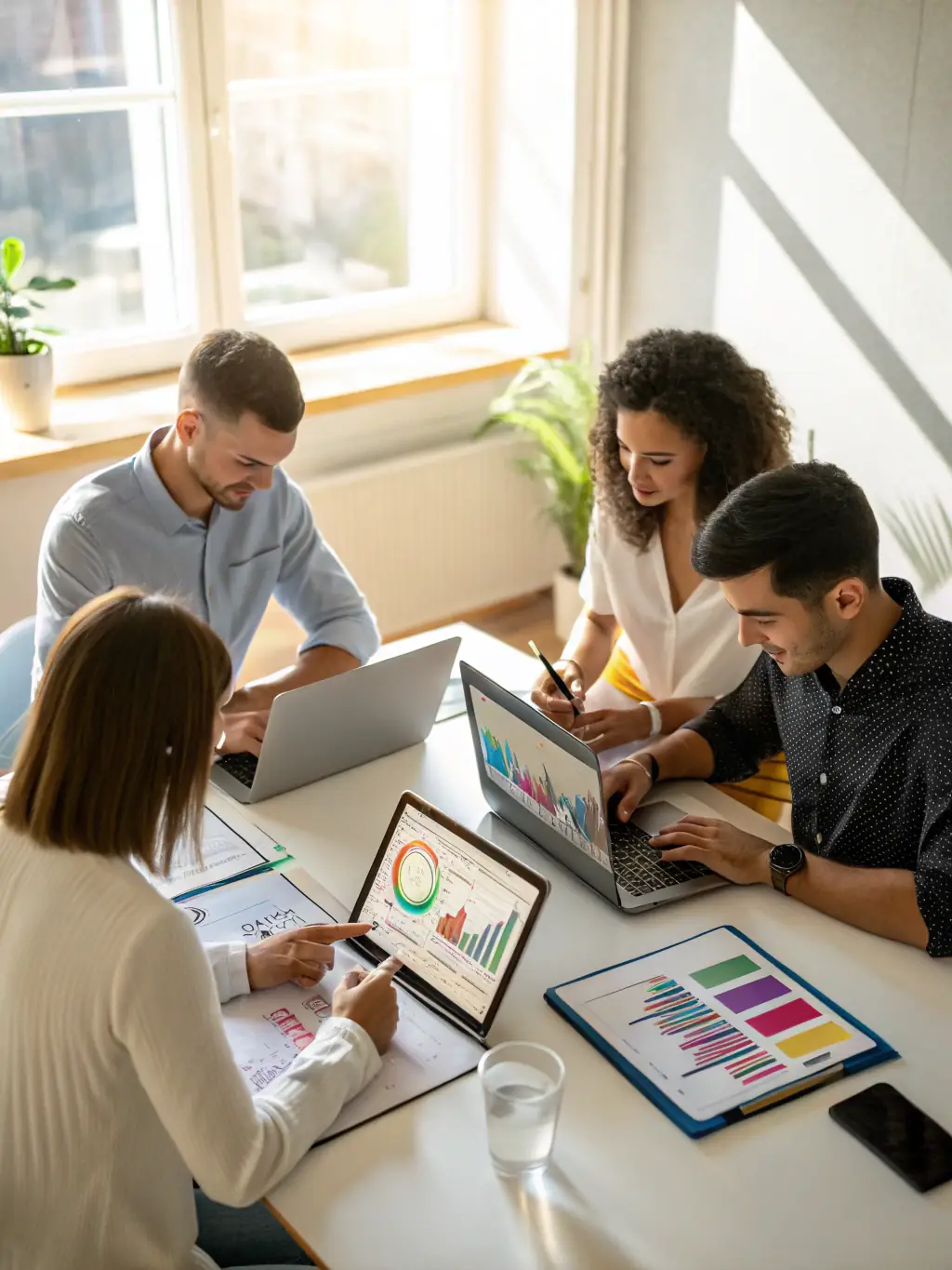 A South African marketing team using Google Workspace in a bright office, collaborating on documents and presentations seamlessly.
